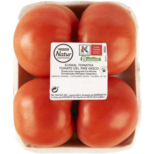 Tomate EUSKO LABEL EROSKI NATUR, bandeja aprox. 800 g - 0.8 kg - Imagen del producto en Findit