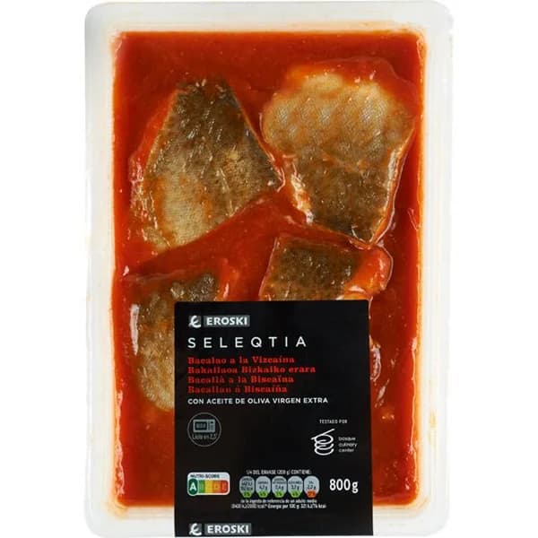 Bacalaoa la vizcaína SELEQTIA, bandeja 800 g - 1 ud - Imagen del producto en Findit