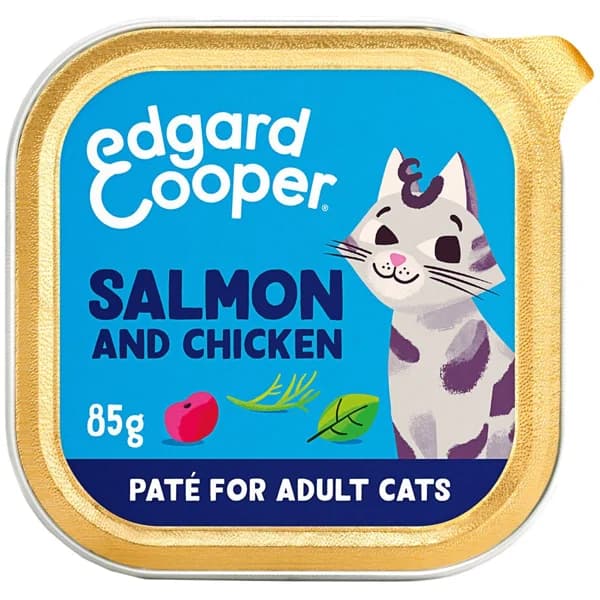 Alimento salmón y pollo gato adulto EDGARD&COOPER, tarrina 85 g - 1 ud - Imagen del producto en Findit