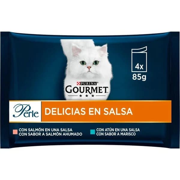 Perle delicias en salsa salmón GOURMET, pack 4x85 g - 1 ud - Imagen del producto en Findit