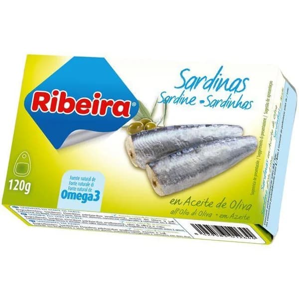 Sardinas en aceite de oliva RIBEIRA, lata 120 g - 1 ud - Imagen del producto en Findit