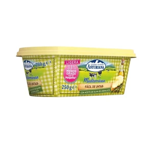 Mantequilla con aceite de oliva fácil de untar Mediterránea Central Lechera Asturiana 250 g. - 0.25 kg - Imagen del producto en Findit