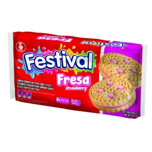 Galletas rellenas de fresa Festival 403 g. - 0.4 kg - Imagen del producto en Findit
