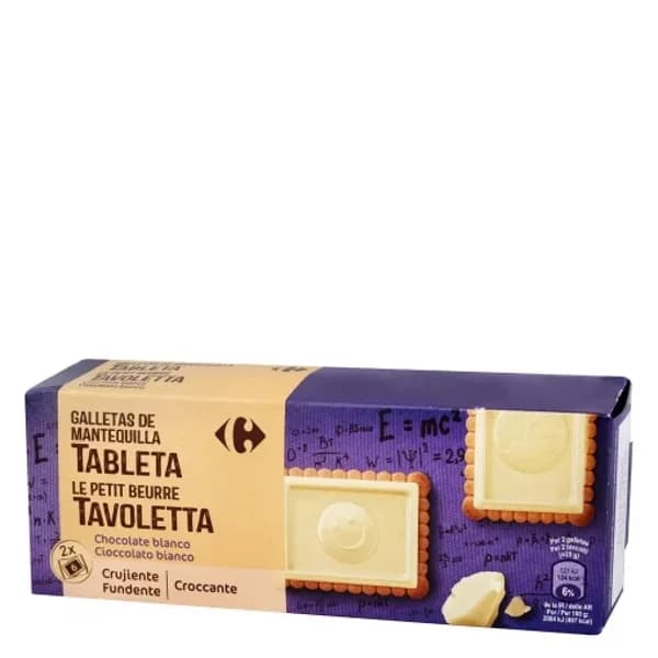 Galletas de mantequilla con tableta de chocolate blanco Carrefour 150 g. - 0.15 kg - Imagen del producto en Findit