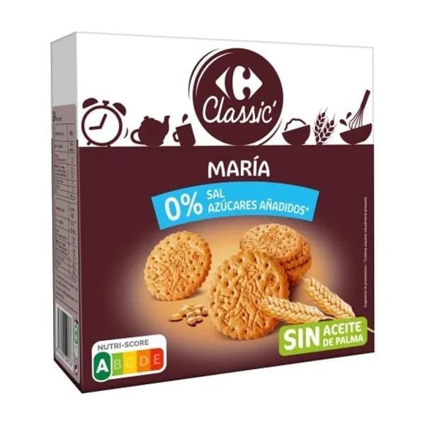 Galletas María sin sal y sin azúcares añadidos Carrefour Classic 600 g. - 0.6 kg - Imagen del producto en Findit