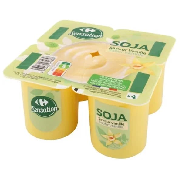 Postre de soja sabor vainilla Carrefour Sensation pack de 4 unidades de 100 g. - 0.5 kg - Imagen del producto en Findit