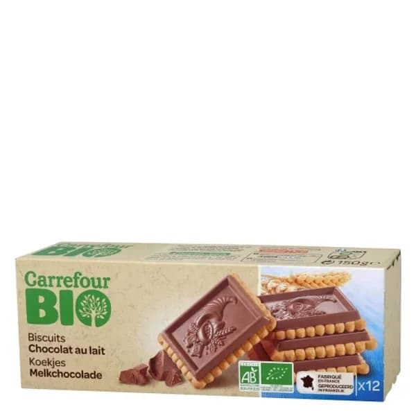 Galletas con tableta de chocolate con leche ecológicas Carrefour Bio 150 g. - 0.15 kg - Imagen del producto en Findit