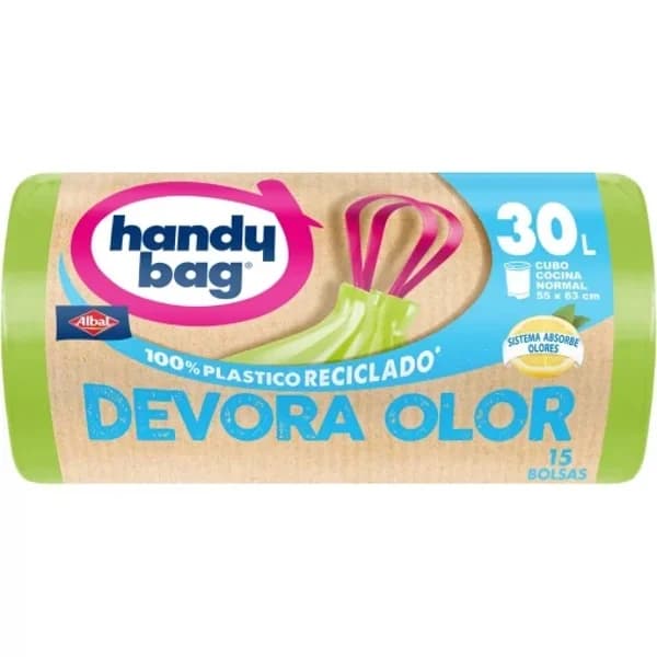 Bolsas de Basura Devora Olor 100% Plástico Reciclado 30l 15 ud HANDY BAG - 1 ud - Imagen del producto en Findit