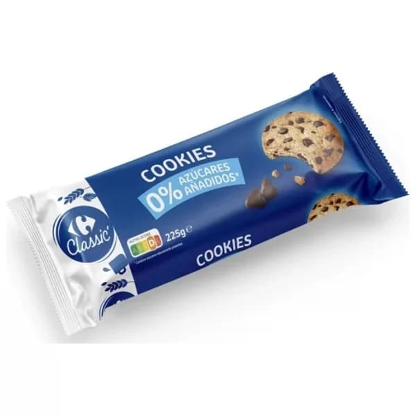 Cookies con pepitas de chocolate sin azúcar añadido Classic Carrefour 225 g. - 0.23 kg - Imagen del producto en Findit