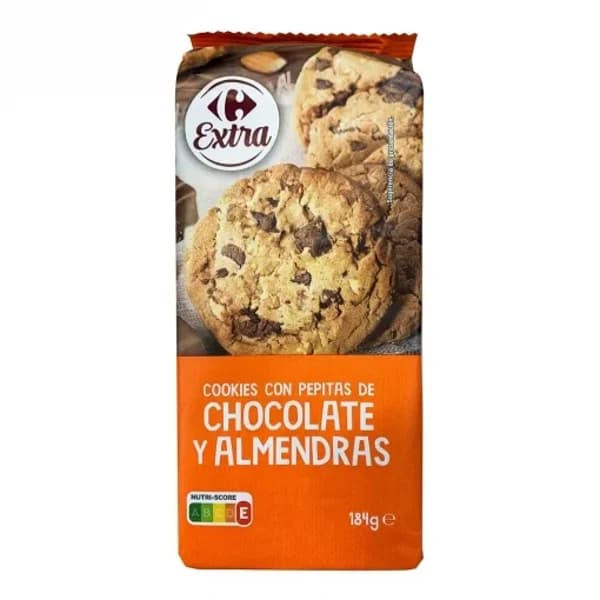 Galletas cookies con pepitas de chocolate y almendras Carrefour Extra 184 g. - 0.18 kg - Imagen del producto en Findit