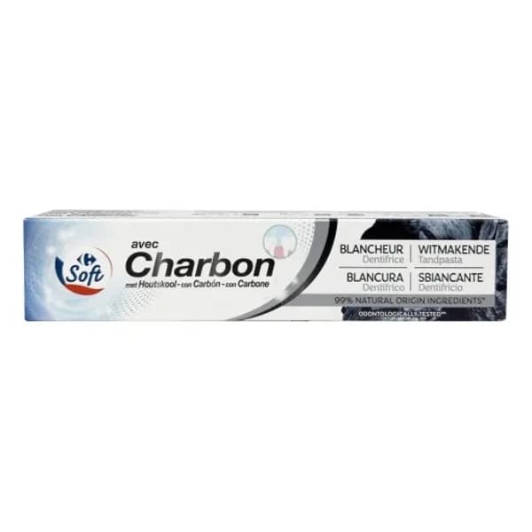 Dentífrico blanqueador con carbón Carrefour Soft 75 ml. - 0.08 l - Imagen del producto en Findit