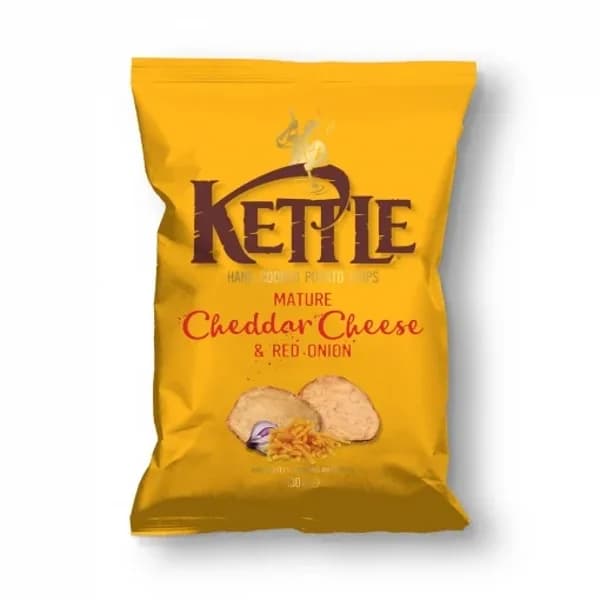 Patatas fritas sabor queso cheddar y cebolla roja Kettle 130 g. - 0.13 kg - Imagen del producto en Findit