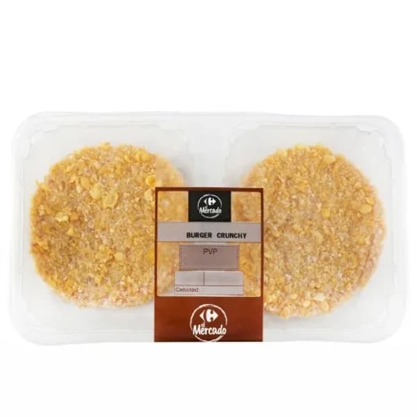 Burguer cruchy Carrefour El Mercado pack de 2 unidades de 120 g. - 0.24 kg - Imagen del producto en Findit