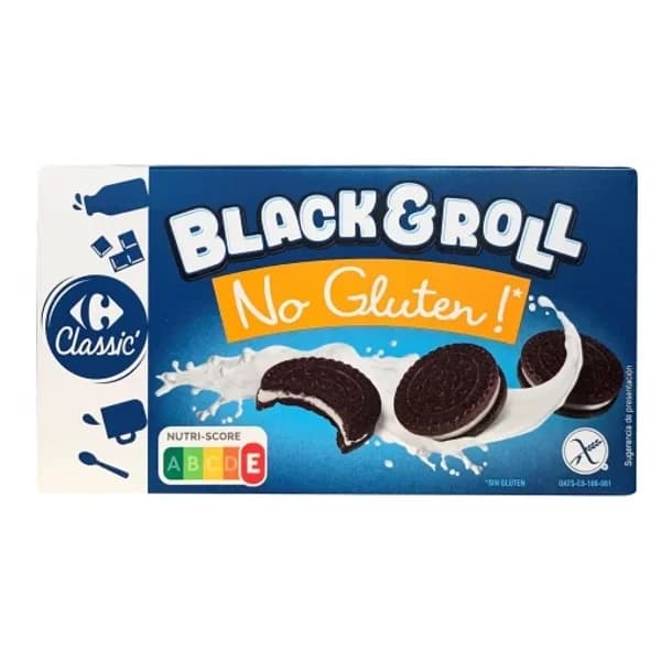 Galletas de cacao rellena de crema sabor vainilla Classic Carrefour sin gluten 142 g. - 0.14 kg - Imagen del producto en Findit