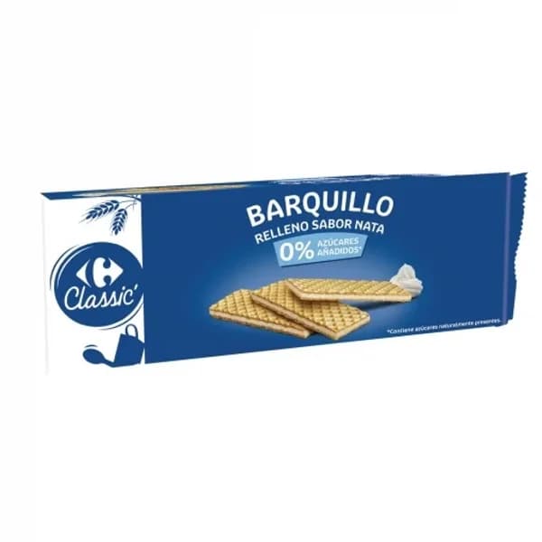 Galletas de barquillo rellenas de nata sin azúcar añadido Carrefour 210 g. - 0.21 kg - Imagen del producto en Findit