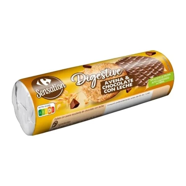 Galletas de avena y chocolate con leche Digestive Carrefour Sensation 300 g. - 0.3 kg - Imagen del producto en Findit