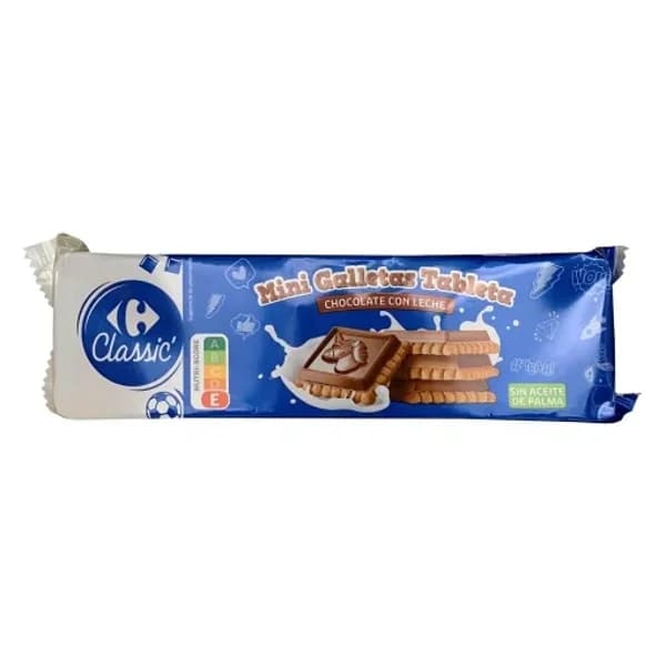 Galletas mini con tableta de chocolate con leche Carrefour Classic 160 g. - 0.16 kg - Imagen del producto en Findit