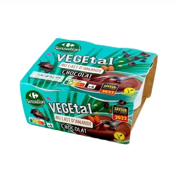 Preparado vegetal de almendra y con chocolate Carrefour Sensation pack de 4 unidades de 100 g. - 1 ud - Imagen del producto en Findit