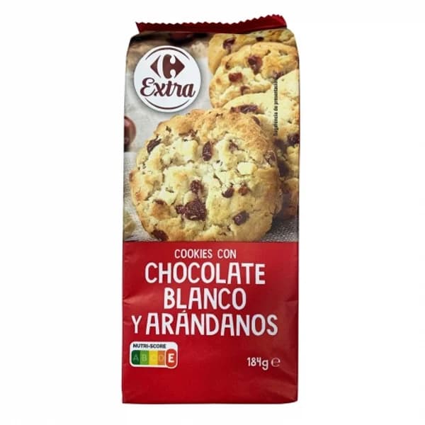 Galletas cookies con chocolate blanco y arándanos Carrefour Extra 184 g. - 0.18 kg - Imagen del producto en Findit