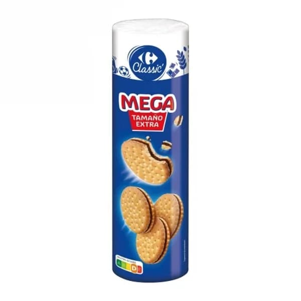 Galletas rellenas de crema de chocolate Mega Carrefour Classic 500 g. - 0.5 kg - Imagen del producto en Findit
