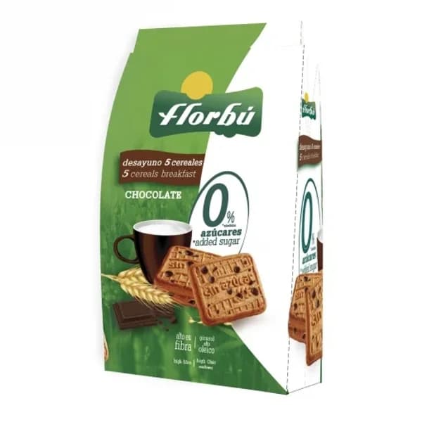 Galletas de Cereales y Chocolate Florbú sin Azúcares Añadidos 370 g. - 0.31 kg - Imagen del producto en Findit