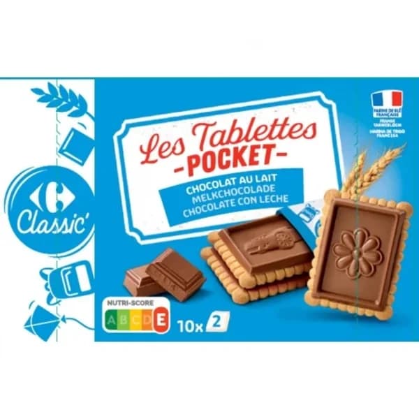 Galletas de mantequilla con tabletas de chocolate Carrefour Classic 250 g. - 0.25 kg - Imagen del producto en Findit