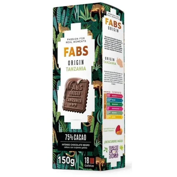 Galletas bañadas en chocolate negro 75% cacao Fabs Origin Tanzania 125 g. - 0.12 kg - Imagen del producto en Findit