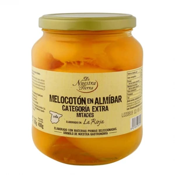 Melocotón en almíbar calidad extra en mitades De Nuestra Tierra 400 g. - 0.4 kg - Imagen del producto en Findit