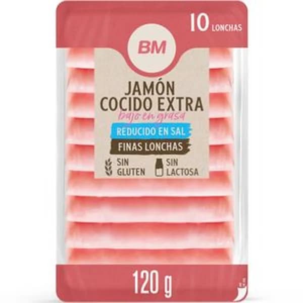 Jamón cocido reducido en sal 120 g - 1 ud - Imagen del producto en Findit