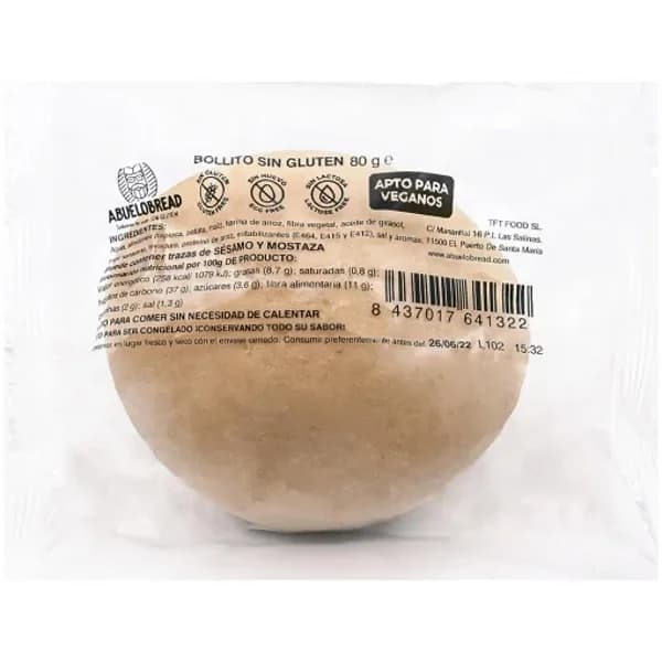 Bollito Abuelo Bread sin gluten y sin lactosa 80 g. - 0.08 kg - Imagen del producto en Findit