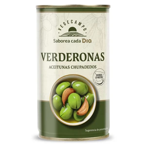 Aceitunas chupadedos verderonas Vegecampo de Dia lata 185 g - 0.18 kg - Imagen del producto en Findit