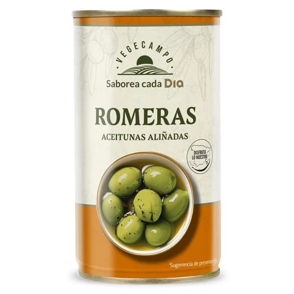Aceitunas con hueso romeras Vegecampo de Dia lata 185 g - 0.18 kg - Imagen del producto en Findit