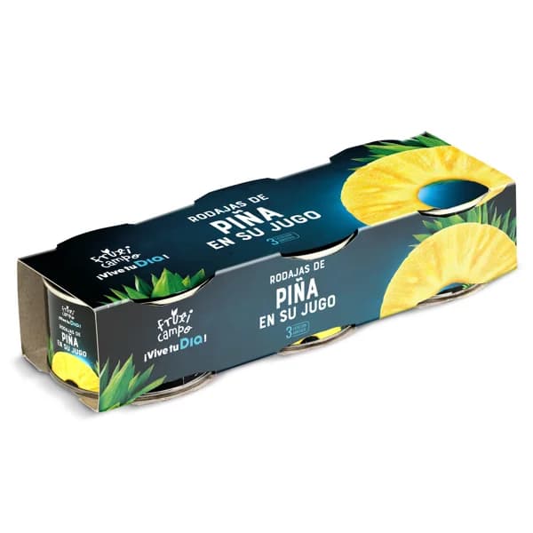 Piña en su jugo en rodajas Fruticampo de Dia lata 3 x 137 g - 1 ud - Imagen del producto en Findit