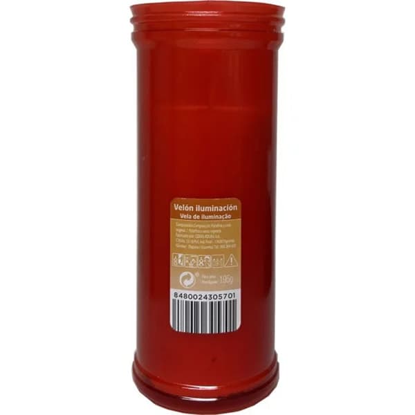 Velón Rojo Sin Tapa - 1 ud - Imagen del producto en Findit
