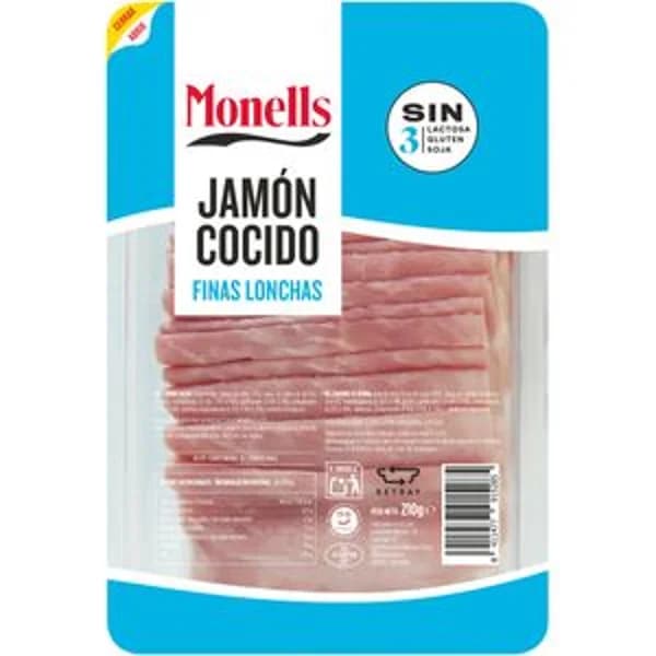Jamón cocido finas lonchas 210 g - 0.36 kg - Imagen del producto en Findit