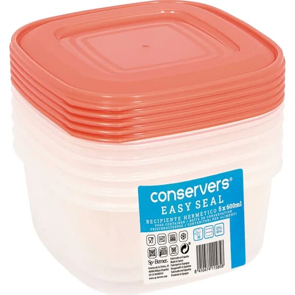 Set de 4 envases cuadrados 600 ml - 5 ud - Imagen del producto en Findit