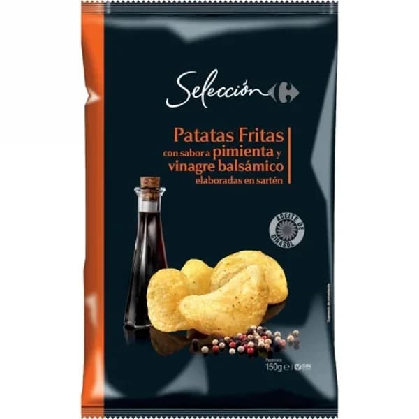 Patatas fritas sabor pimienta y vinagre balsámico Selección  Carrefour sin gluten 150 g. - 1 ud - Imagen del producto en Findit