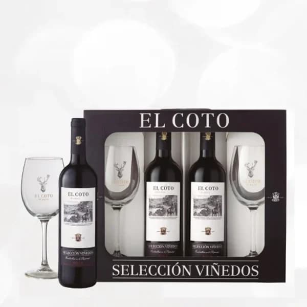 Estuche 2 Bot. El Coto Selección Viñedos + 2 Copas Tinto 2021 - 1 ud - Imagen del producto en Findit