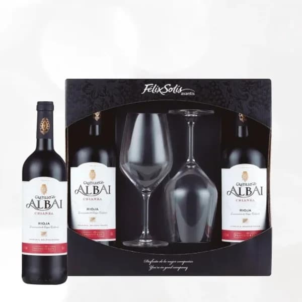 Estuche 2 Bot. Castillo De Albai + 2 Copas Tinto Crianza 2019 - 1 ud - Imagen del producto en Findit