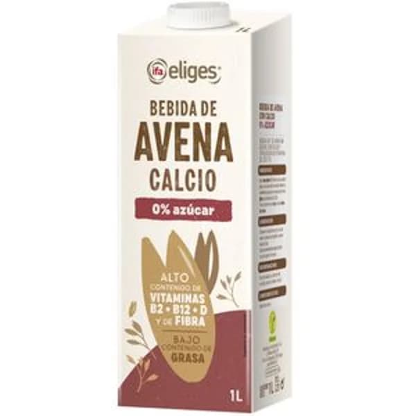 Bebida de avena con calcio sin azúcar 1 l - 1 ud - Imagen del producto en Findit