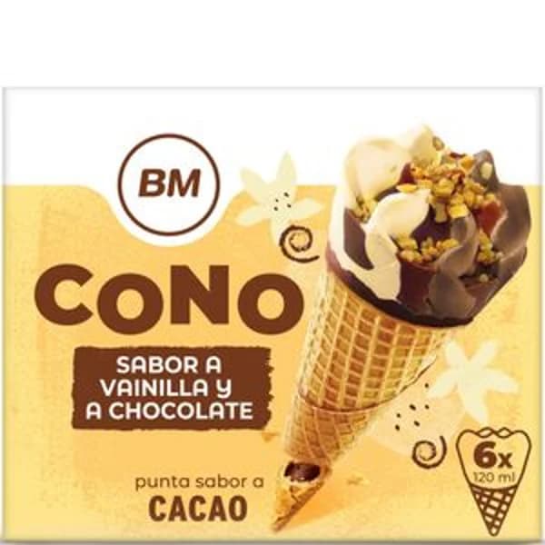 Helado cono vainilla con chocolate 6 unidades - 5.98 ud - Imagen del producto en Findit