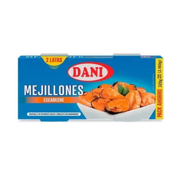 Mejillones en escabeche Dani pack de 2 latas de 97 g. - 0.19 kg - Imagen del producto en Findit
