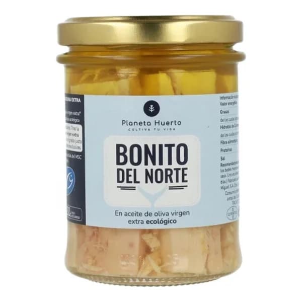 Bonito del Norte en aceite de oliva virgen extra ecológico Planeta Huerto 133 g. - 0.13 kg - Imagen del producto en Findit