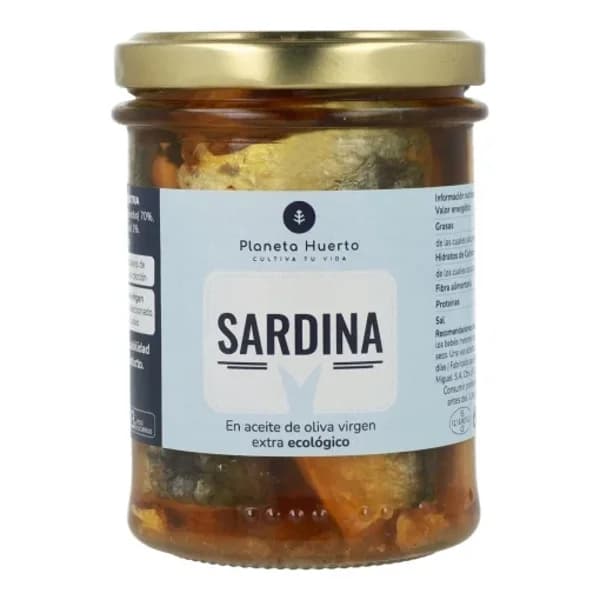 Sardinas en aceite de oliva extra ecológico Planeta Huerto 133 g. - 0.19 kg - Imagen del producto en Findit