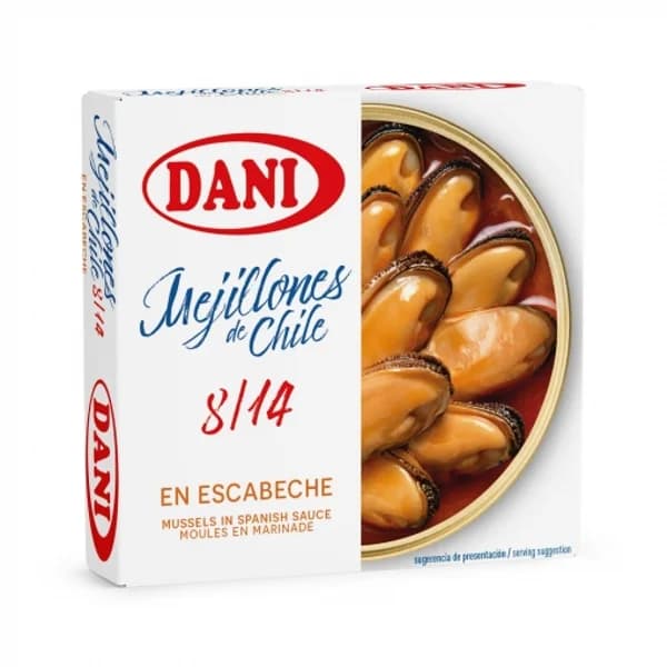 Mejillones de Chile en escabeche 8/14 Dani 69 g. - 0.07 kg - Imagen del producto en Findit