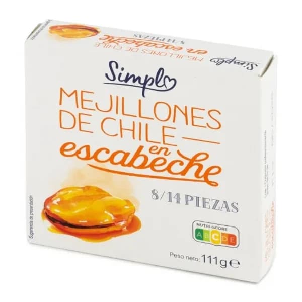 Mejillones de Chile en escabeche 8/14 Simpl sin gluten 69 g. - 1 ud - Imagen del producto en Findit
