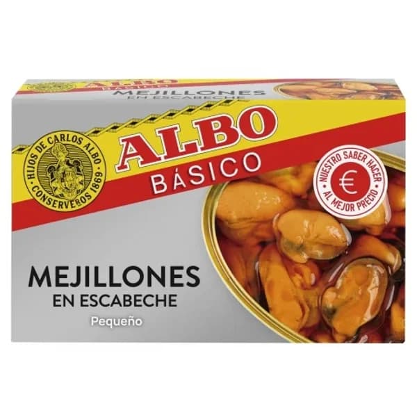 Mejillones en escabeche Albo sin gluten y sin lactosa 72 g. - 0.07 kg - Imagen del producto en Findit