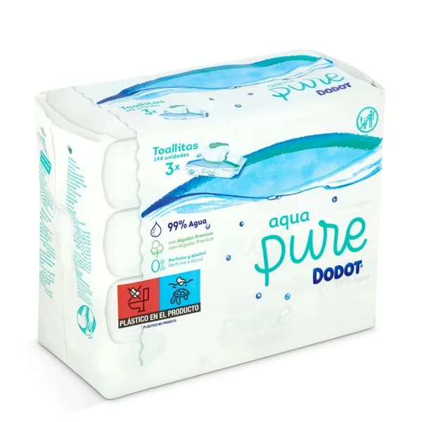 Toallitas para bebés aqua pure Dodot bolsa 3 x 48 unidades - 1 ud - Imagen del producto en Findit