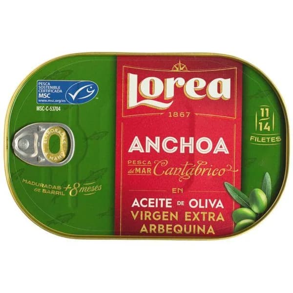 Anchoas en a. de oliva virgen extra arbequina LOREA, lata 55 g - 0.06 kg - Imagen del producto en Findit