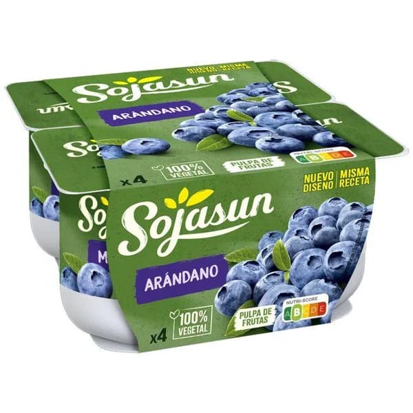 Postre de soja de arándanos SOJASUN, pack 4x100 g - 1 ud - Imagen del producto en Findit